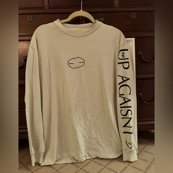 Zara ivory / bisque long sleeved T-shirt with text NWOT S - Picture 1 of 9